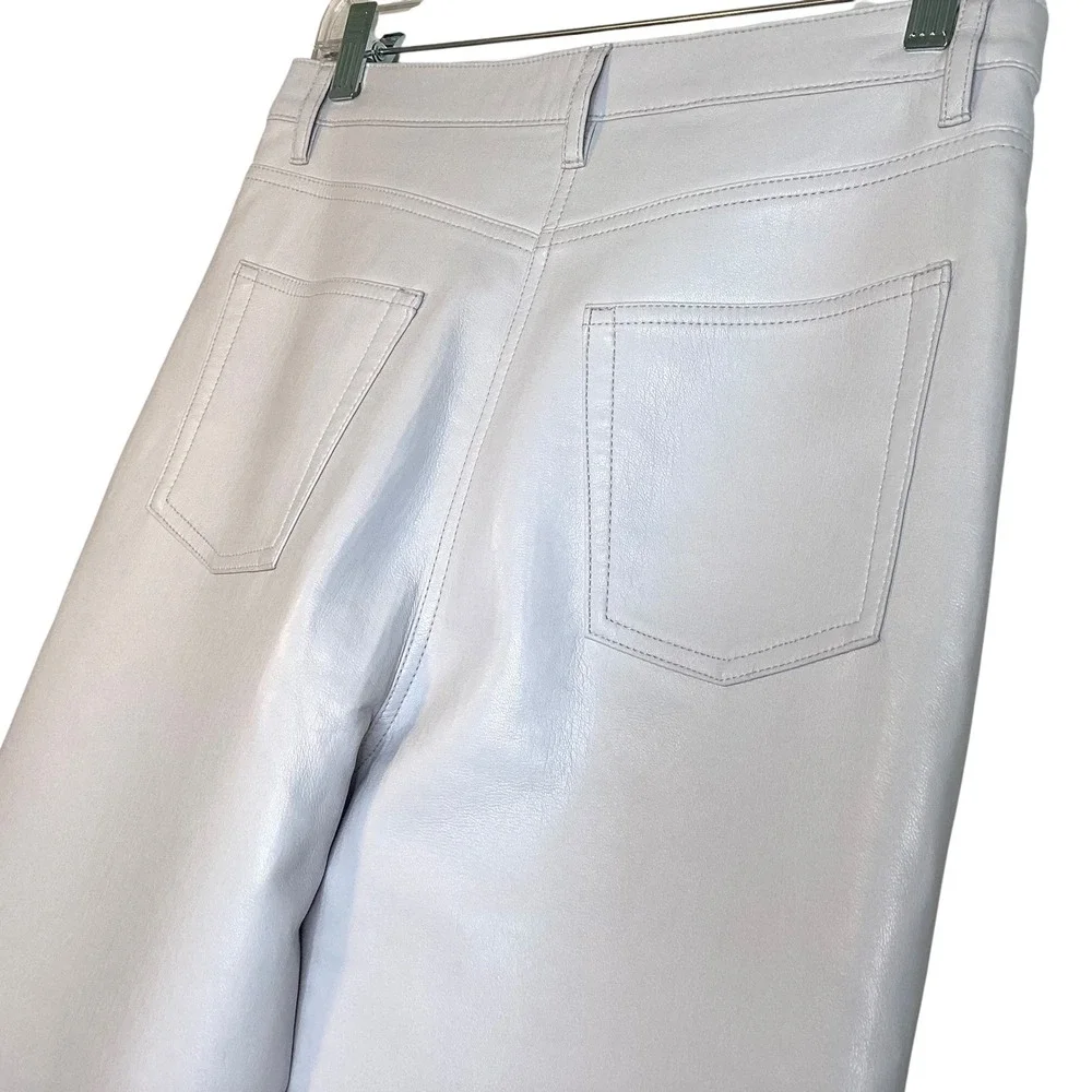 Wilfred Aritzia Melina Vegan Leather Pants High Waist Straight‎ Leg Taupe Size 8